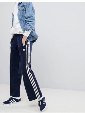 Adidas Originals Navy 3-Stripes Track Pants XS Y2K Trefoil
